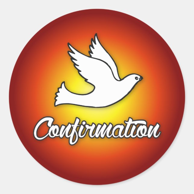 Sticker, Dove on Red, Confirmation Classic Round Sticker (Front)
