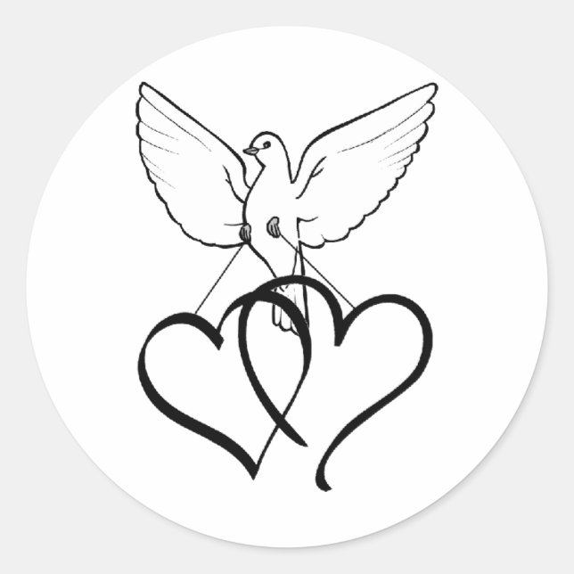 Sticker/Doves and Hearts Classic Round Sticker (Front)