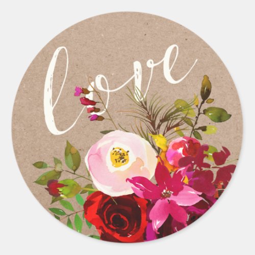 STICKER  Elegant Floral Rustic Boho Love Wedding