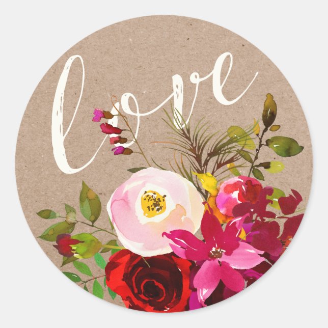 STICKER | Elegant Floral Rustic Boho Love Wedding (Front)