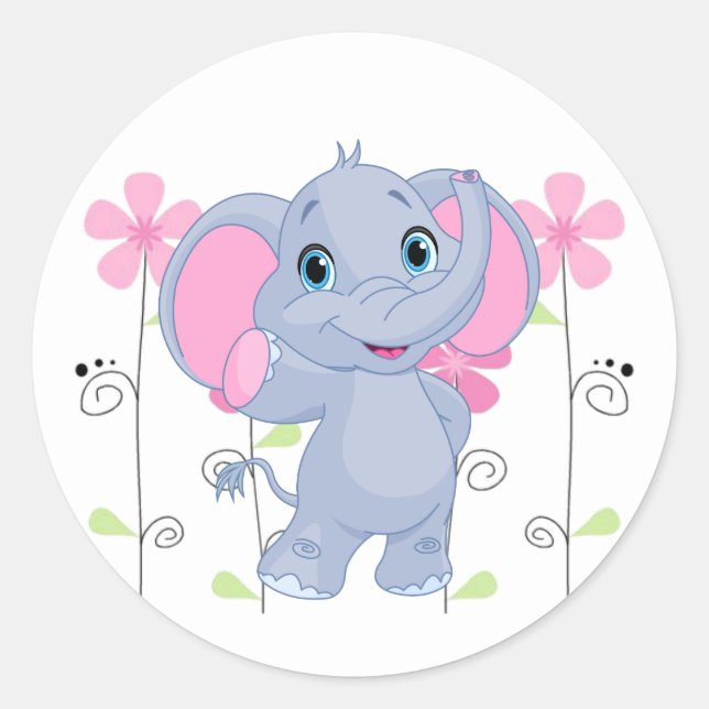 Sticker-Elephant Classic Round Sticker (Front)