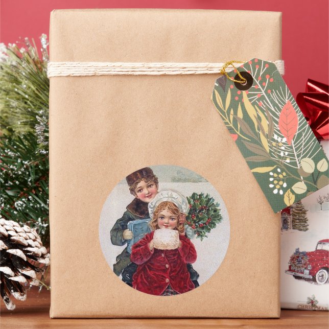 Sticker festive vintage Christmas kids Holiday (Holiday)