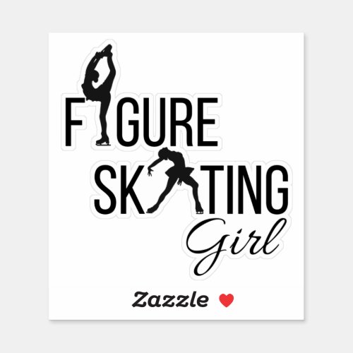 Sticker figure skating girl custom_cut black