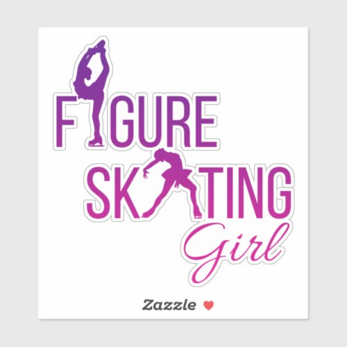 Sticker figure skating girl custom_cut purple pink