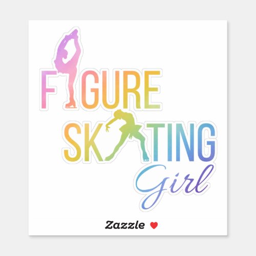 Sticker figure skating girl custom_cut rainbow