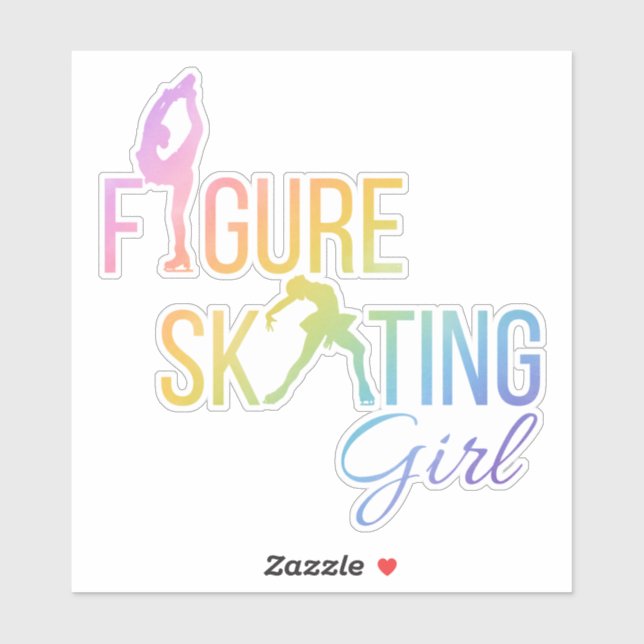 Sticker figure skating girl custom-cut rainbow (Sheet)
