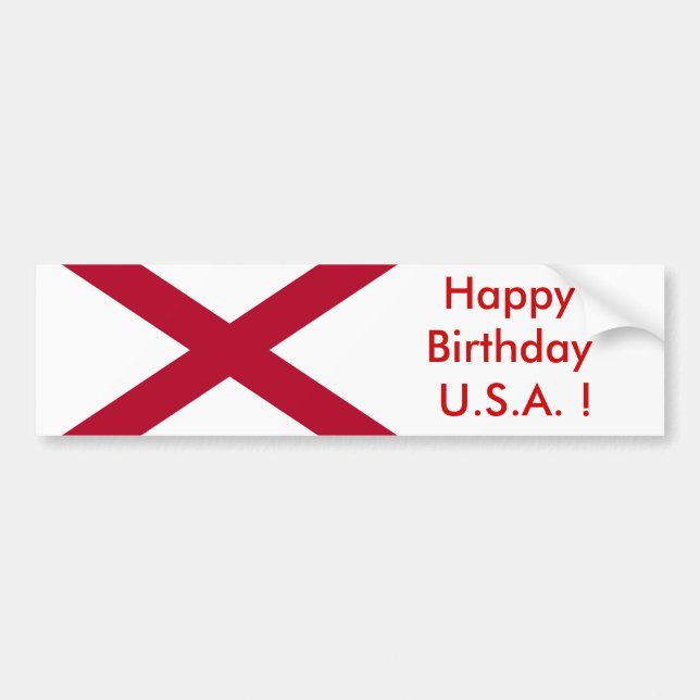 Sticker Flag of Alabama, Happy Birthday U.S.A.! (Front)