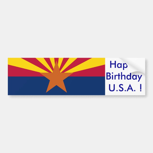 Sticker Flag of Arizona, Happy Birthday U.S.A.! (Front)