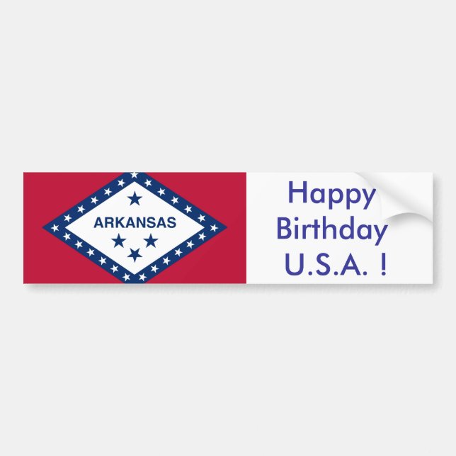 Sticker Flag of Arkansas, Happy Birthday U.S.A.! (Front)