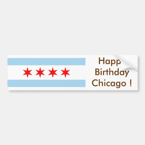 Sticker Flag of Chicago Happy Birthday USA