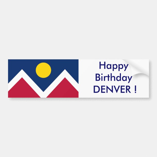 Sticker Flag of Denver, Happy Birthday DENVER! (Front)