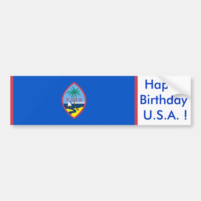 Sticker Flag of Guam, Happy Birthday U.S.A.! (Front)