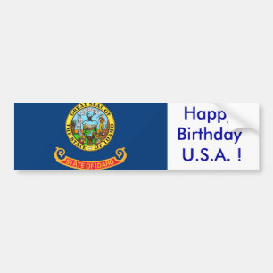 Sticker Flag of Idaho, Happy Birthday U.S.A.!