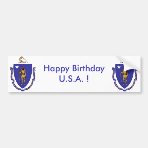 Sticker Flag of MassachusetHappy Birthday USA