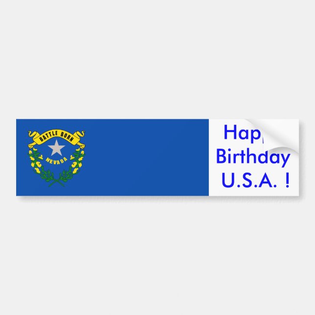 Sticker Flag of Nevada, Happy Birthday U.S.A.! (Front)