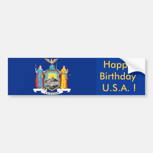 Sticker Flag of New York Happy Birthday USA