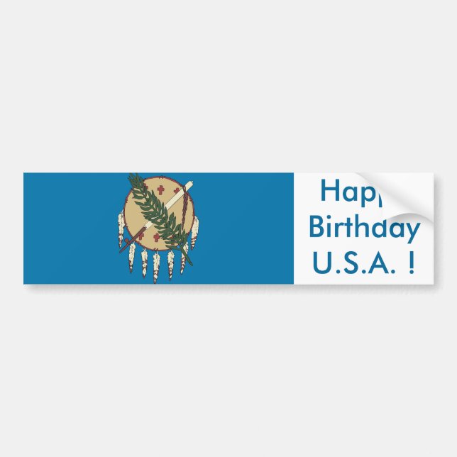 Sticker Flag of Oklahoma,Happy Birthday U.S.A.! (Front)