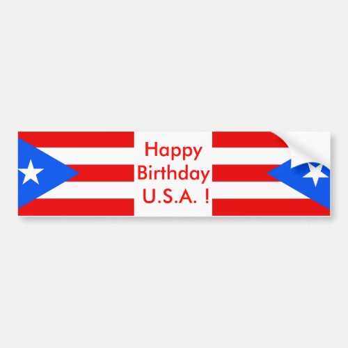 Sticker Flag of Puerto Rico Happy Birthday USA