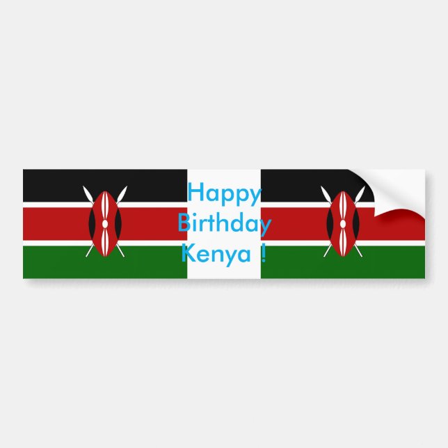 Sticker Flag of the Kenya, Happy Birthday Kenya ! (Front)