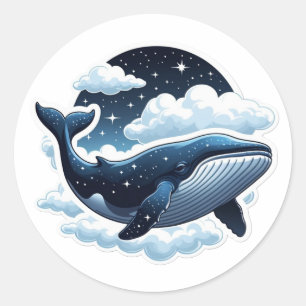 Sticker Floating cloud whale with stars