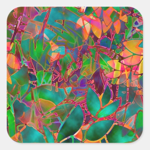 Sticker Floral Abstract Stained Glass