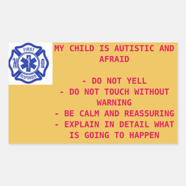 Sticker for first responders - autistic child (Front)