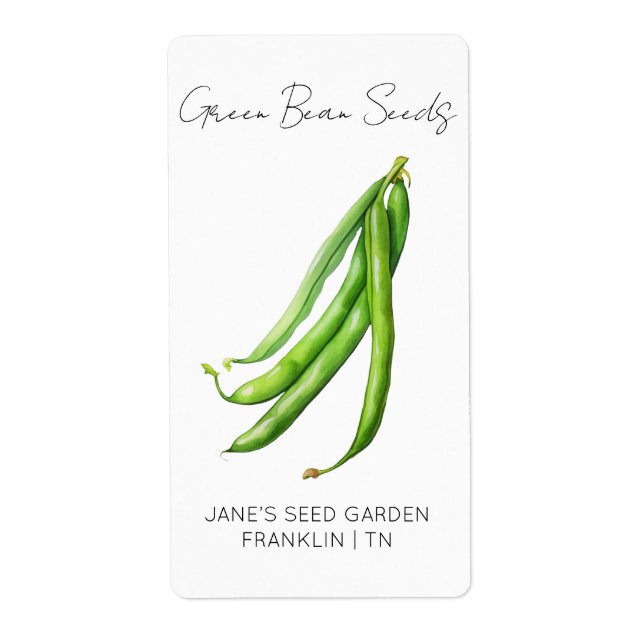 Sticker for seed packet | Green Bean Seed Label (Front)