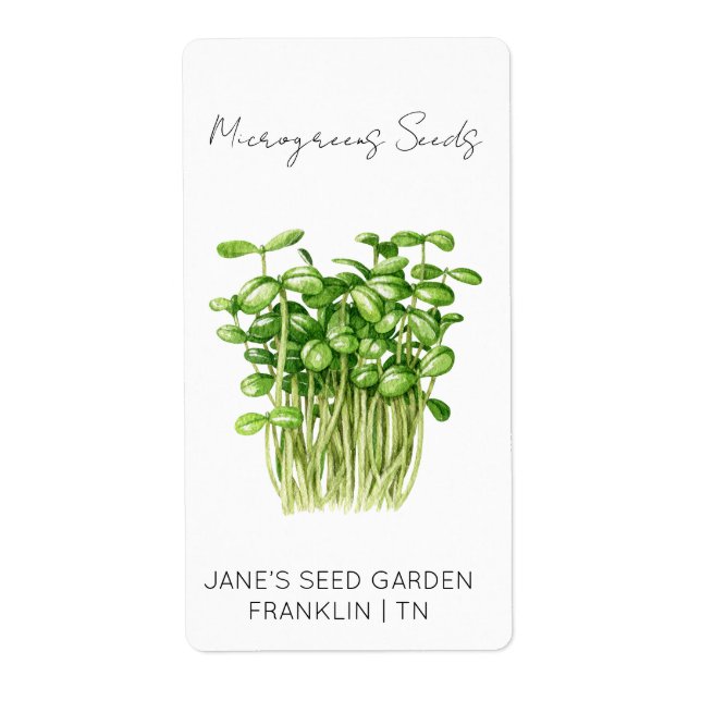 Sticker for seed packet | Microgreens Seed Label (Front)