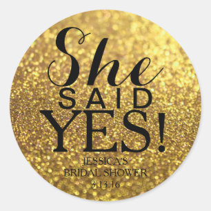Sticker Glit Bridal Shower - She Said Yes!Gold2