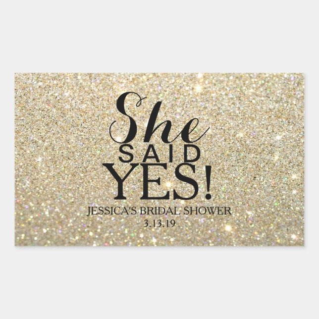 Sticker | Glitter Bridal Shower - She Said Yes! (Front)