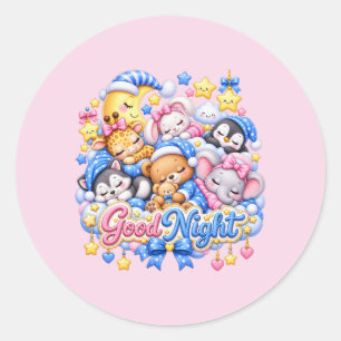 Sticker Good Night Sleepy Animals Sticker