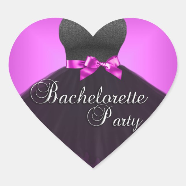 Sticker Heart Bachelorette Party Pink Black Dress (Front)
