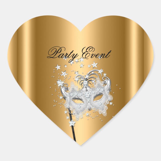 Sticker Heart MASK Gold Silver Party (Front)