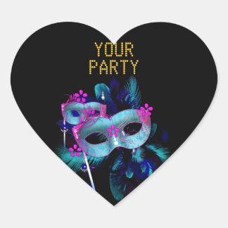 Sticker Heart MASK Teal Blue Gold