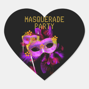 Sticker Heart MASQUERADE Pink Gold