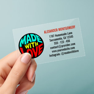 Sticker Heart Shape - MADE WITH LOVE 2 Clear Business Cards