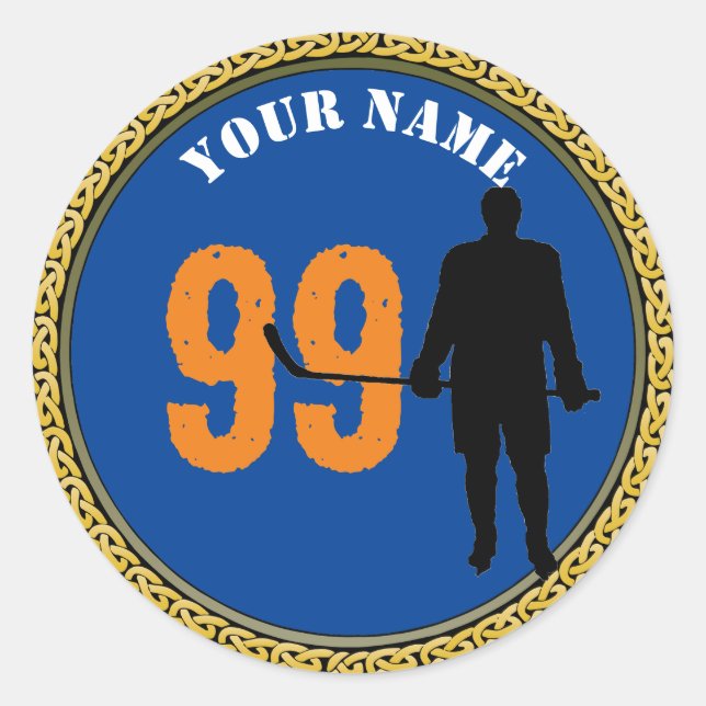 Sticker Hockey Player - Add Name & Number  (Front)