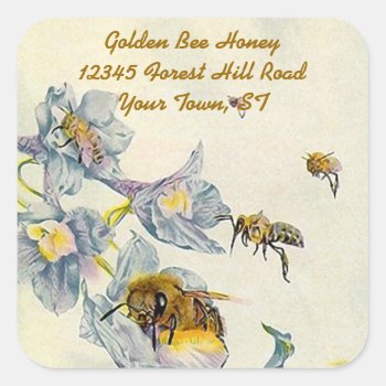 Sticker Honey Bees Morning Glory Flowers Beekeeper by layooper at Zazzle