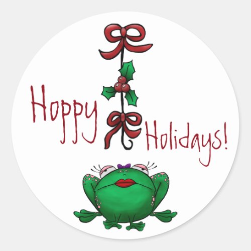Sticker Hoppy Holidays Christmas Frog