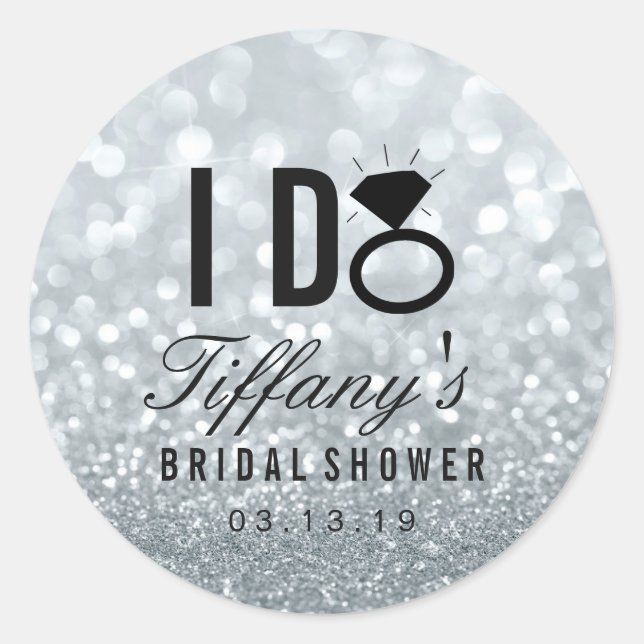 Sticker - I DO Bridal Shower Glitter (Front)