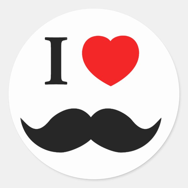 sticker I love mustache (Front)