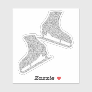 Sticker ice skates pair figure silver glitter
