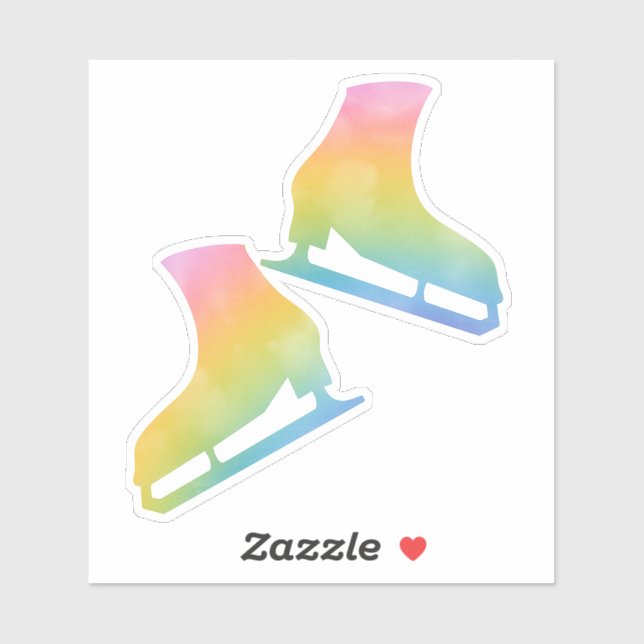 Sticker ice skates pair figure skating rainbow (Sheet)