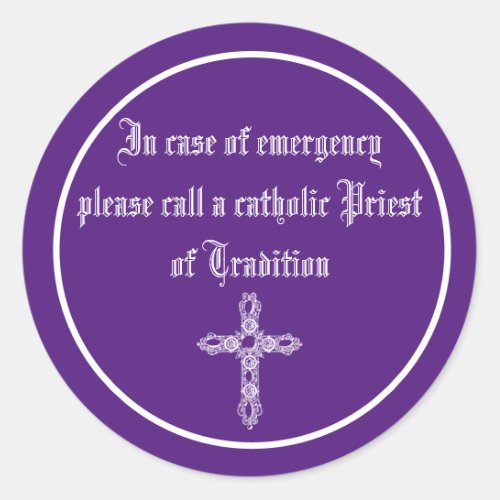 Sticker in case of emergency call a cathol priest