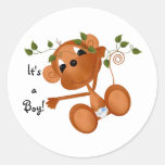 Sticker-It&#39;s a Boy Jungle babies Classic Round Sticker