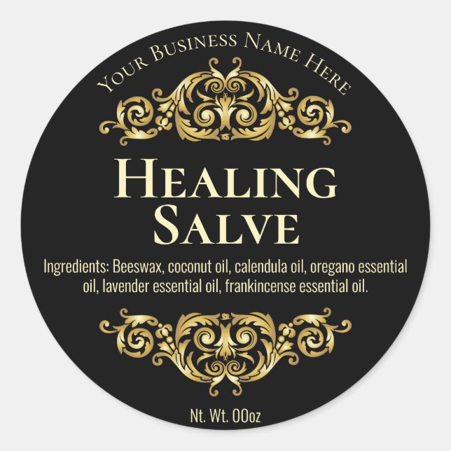 Sticker Label For Handmade Healing Salve (Front)