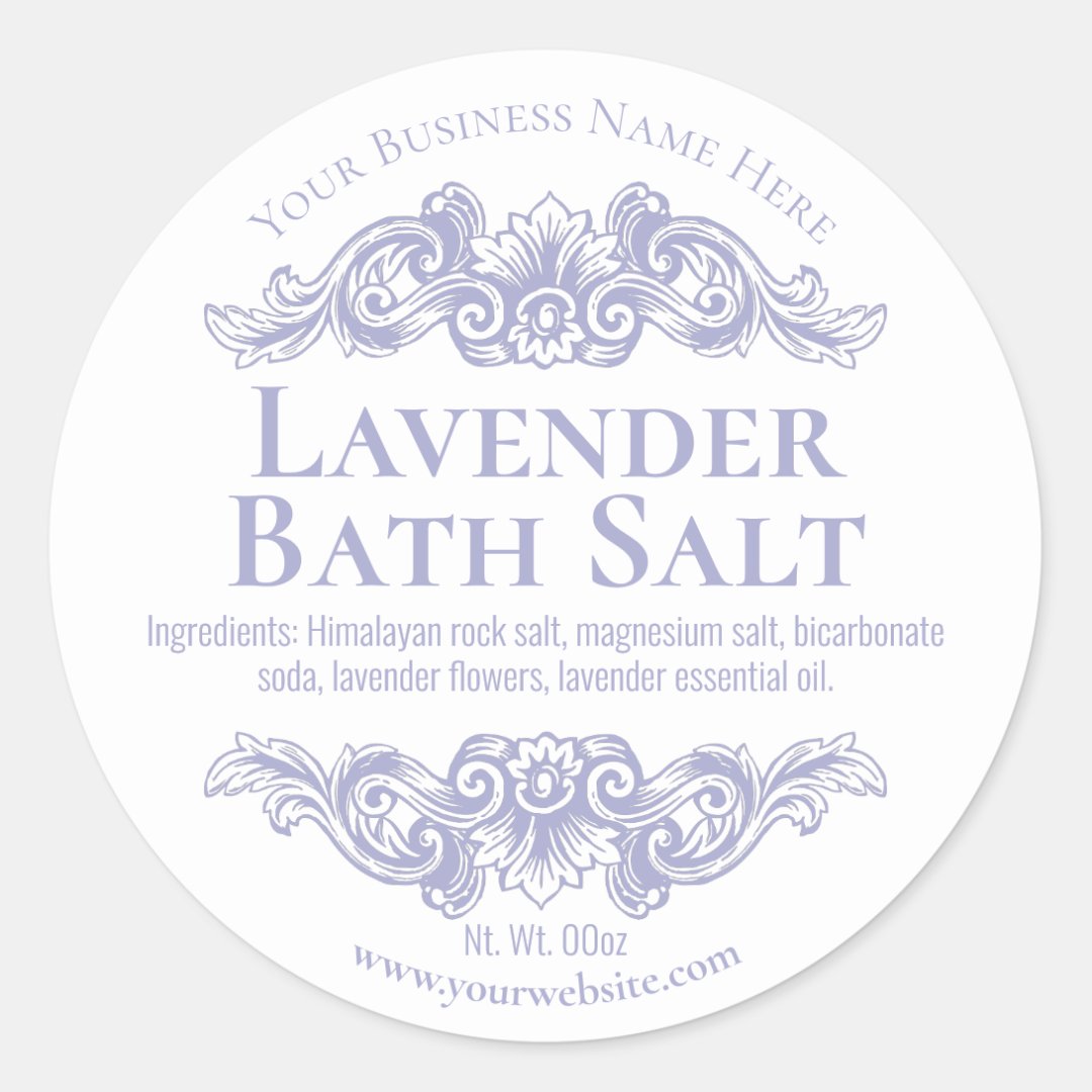 Sticker Label For Handmade Lavender Bath Salt Soak | Zazzle