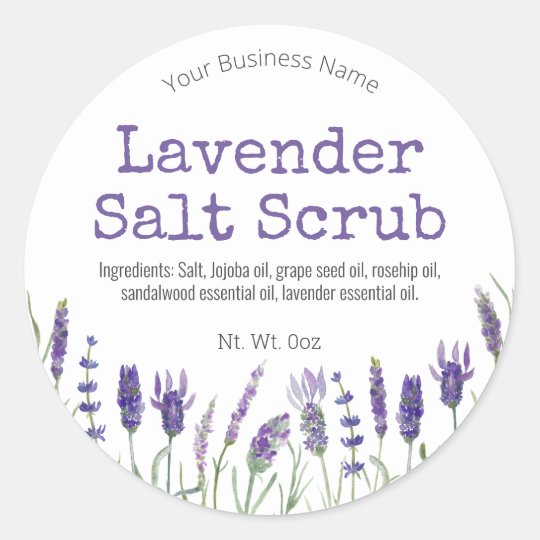 Sticker Label For Handmade Lavender Salt Scrub | Zazzle.com