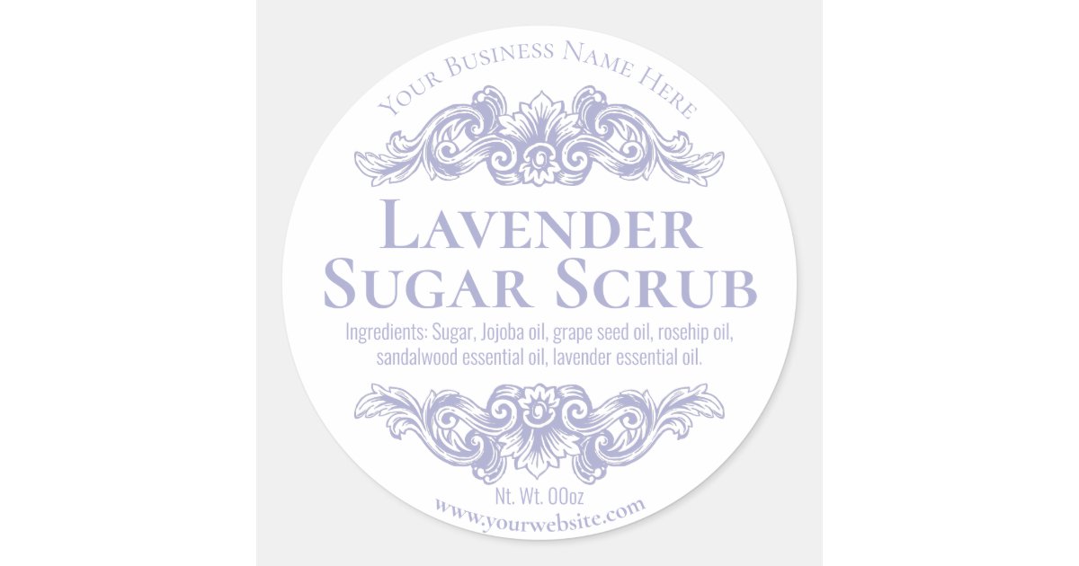 Sticker Label For Handmade Lavender Sugar Scrub | Zazzle