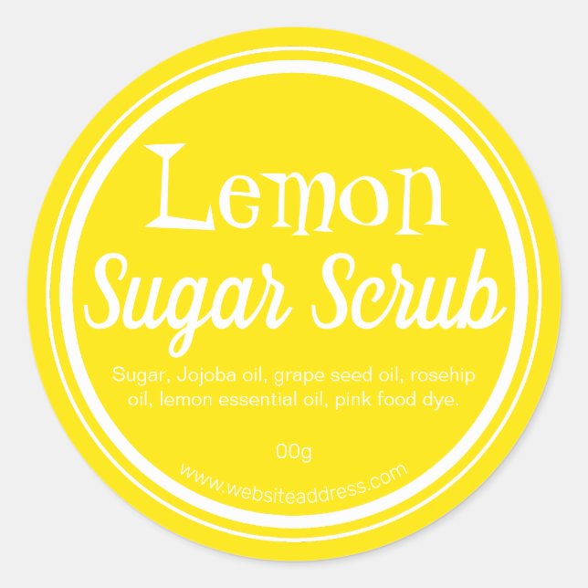 Sticker Label For Handmade Lemon Sugar Scrub (Front)